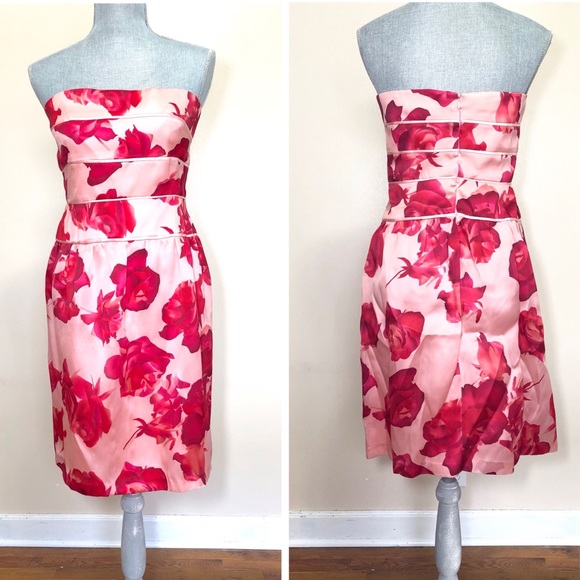 Kay Unger Dresses & Skirts - Kay Unger pink floral strapless silk dress
